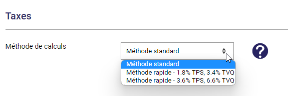 Changer la méthode de taxation